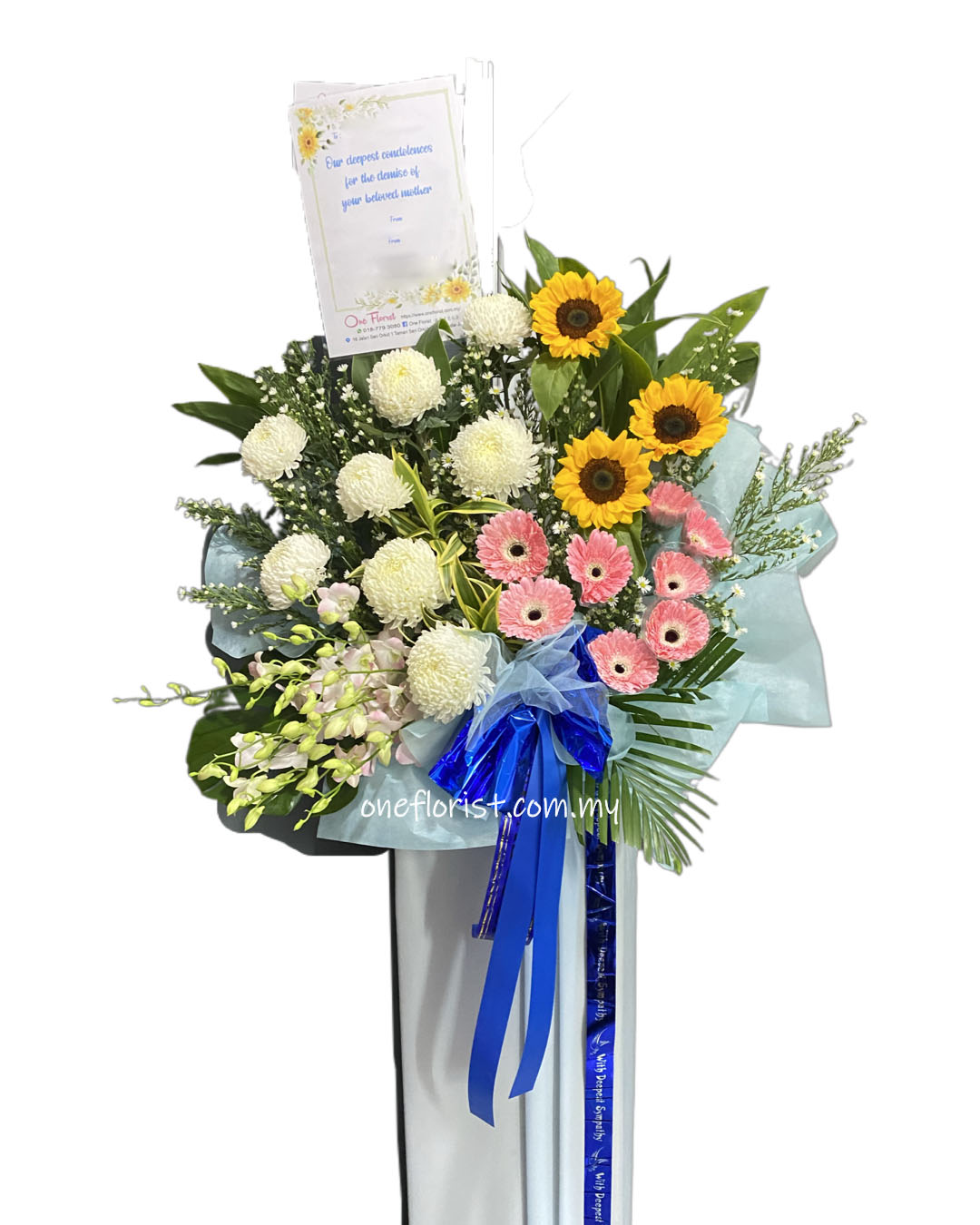 Condolence Flower blue and white
