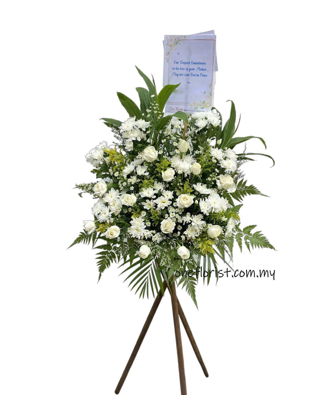 Condolence flower with white rose