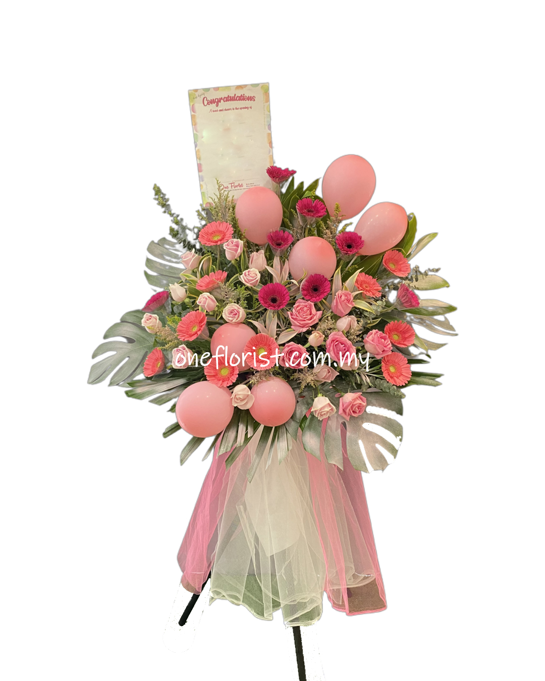 Opening flower stand modern pink