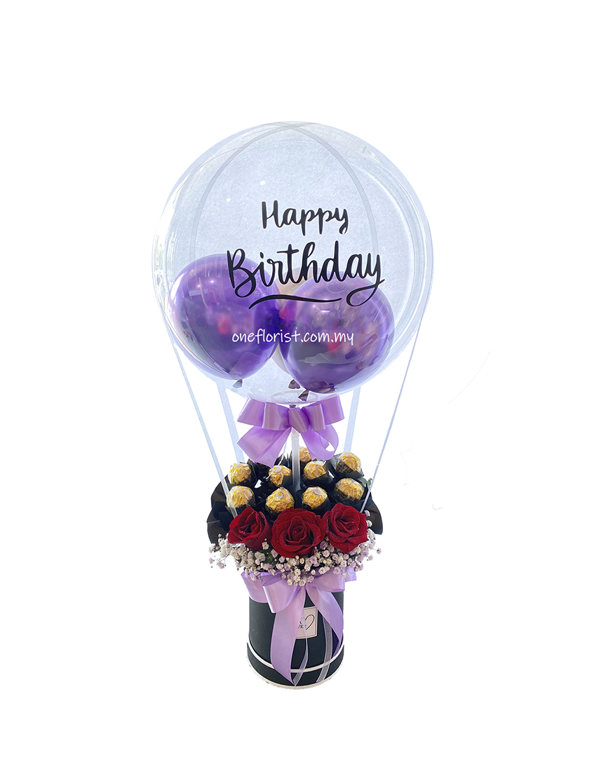 Hot air balloon flower box  purple