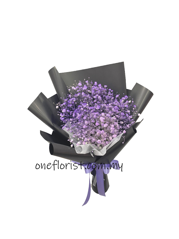 Baby breath bouquet in purple 