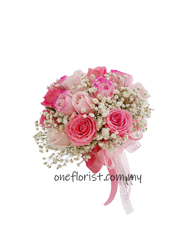 12 pink roses rose wedding bouquet