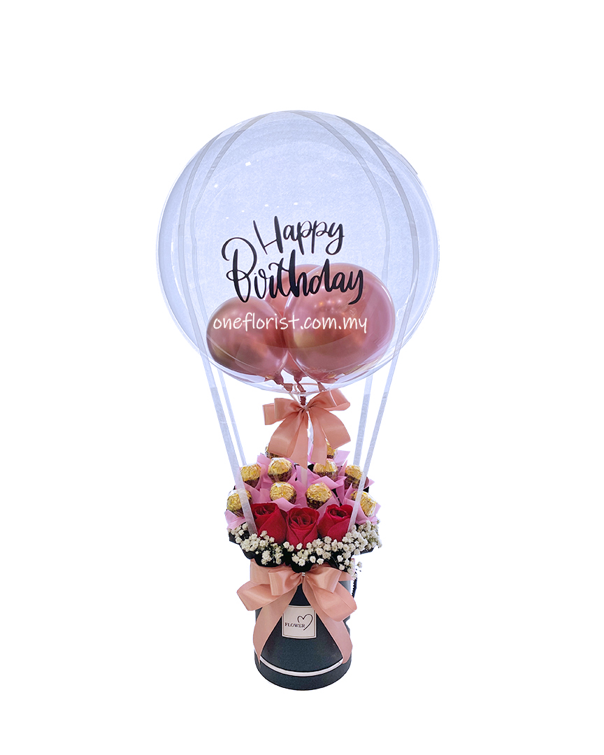 Hot air balloon flower box  pink