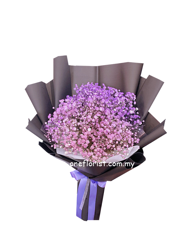 Valentine bouquet baby breath purple
