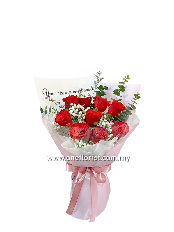 9 red rose bouquet