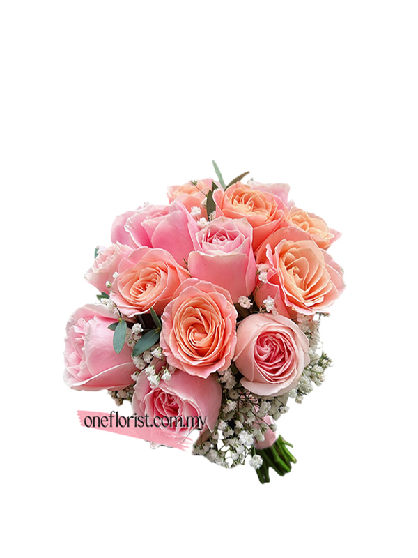Mix Pink roses wedding bouquet