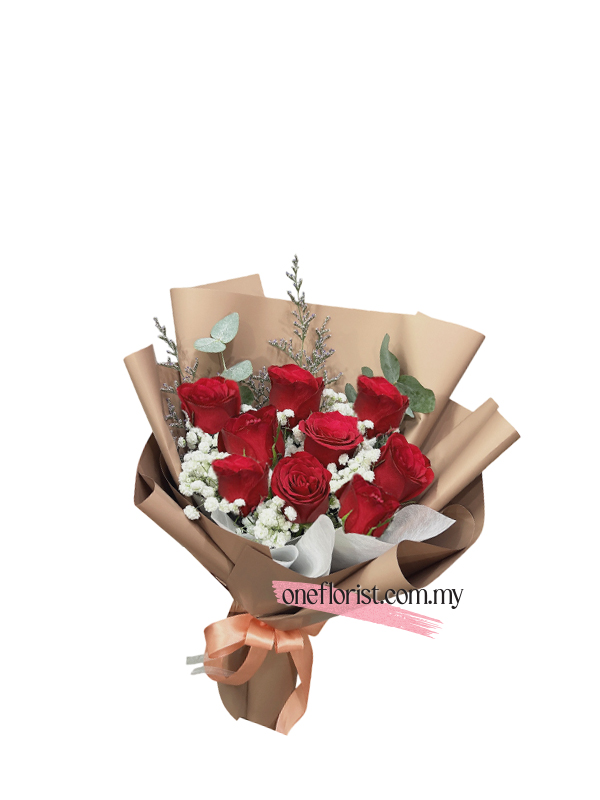 9 red rose bouquet
