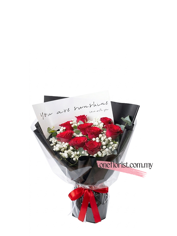 9 red rose bouquet