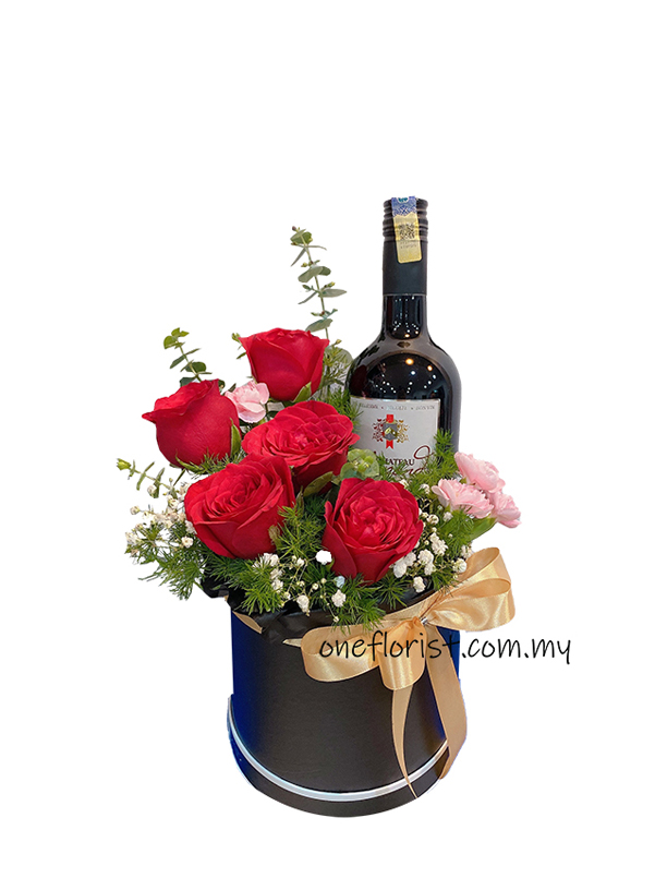 Valentine 5 Rose & Wine 
